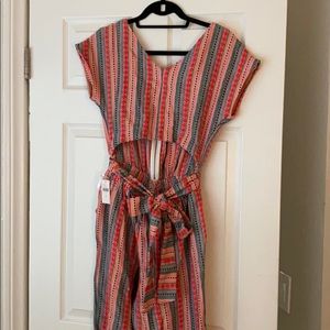 NWT Anthropologie Striped Jumpsuit Open Back